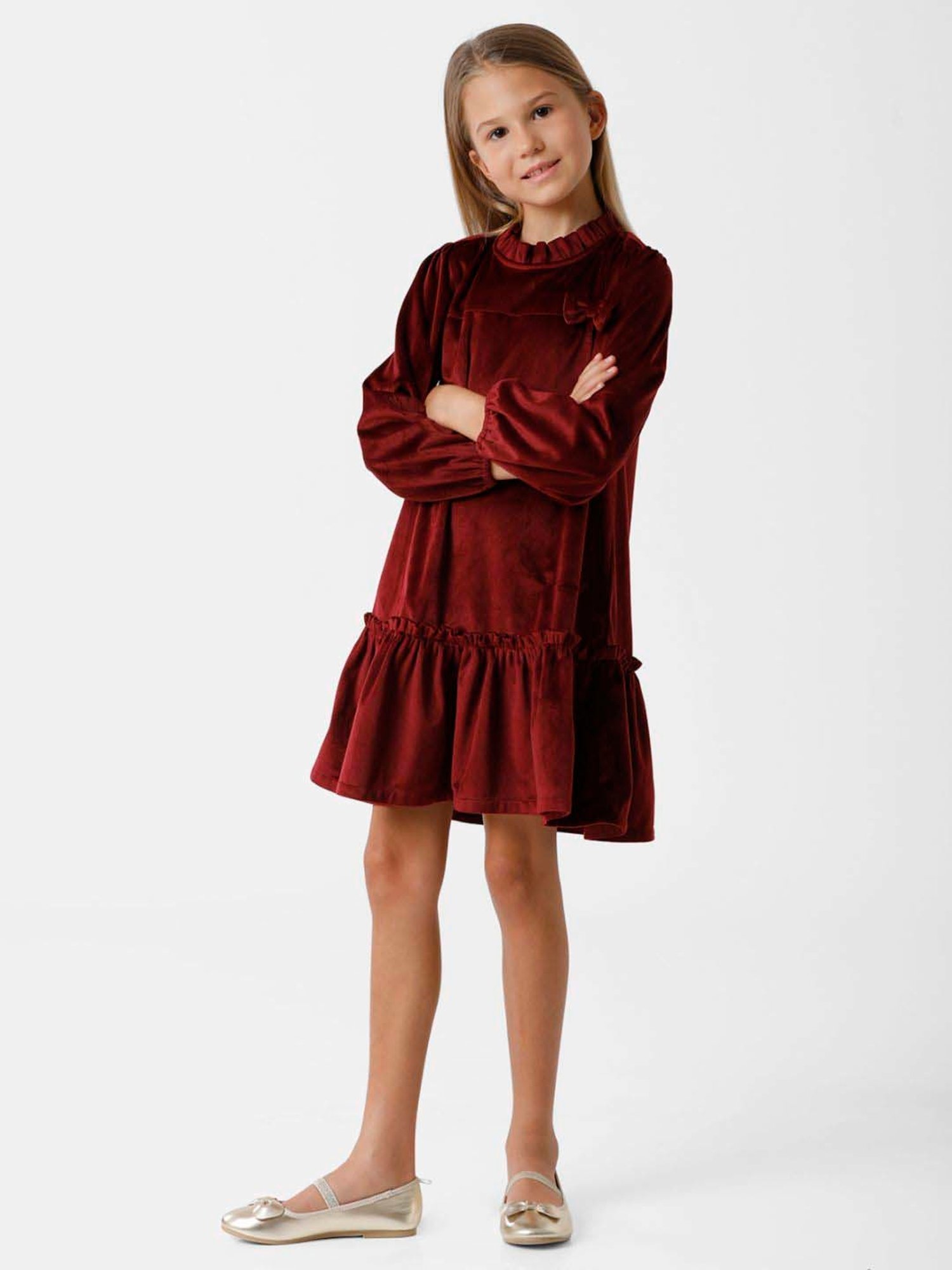 Kate & Oscar Kids Wine Regular Fit Full Sleeves Dress