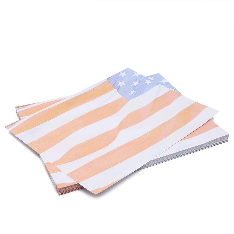 Pipilo Press 96 Sheet Patriotic American Flag Stationery Paper, A4 Letter Size 8.5 x 11 in