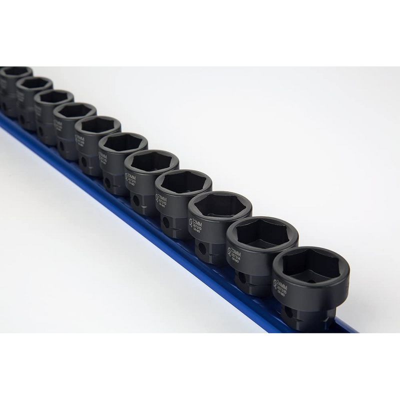 Sunex Tools 15 Piece Steel Low Profile Impact Socket Set with Hex Shank and Organizer Tray, 1/2 Inch Drive