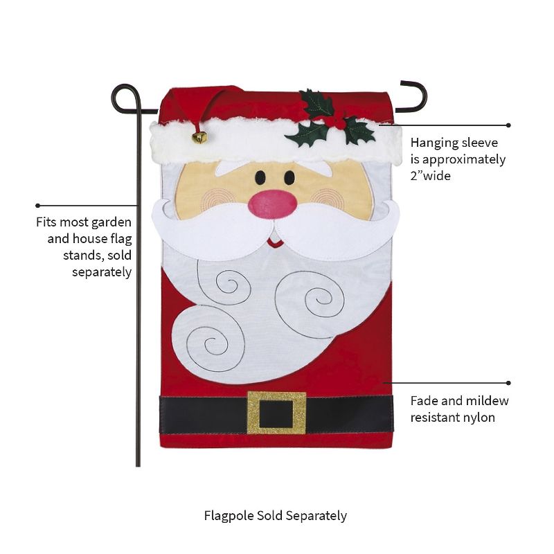 Evergreen Santa Claus Garden Applique Flag