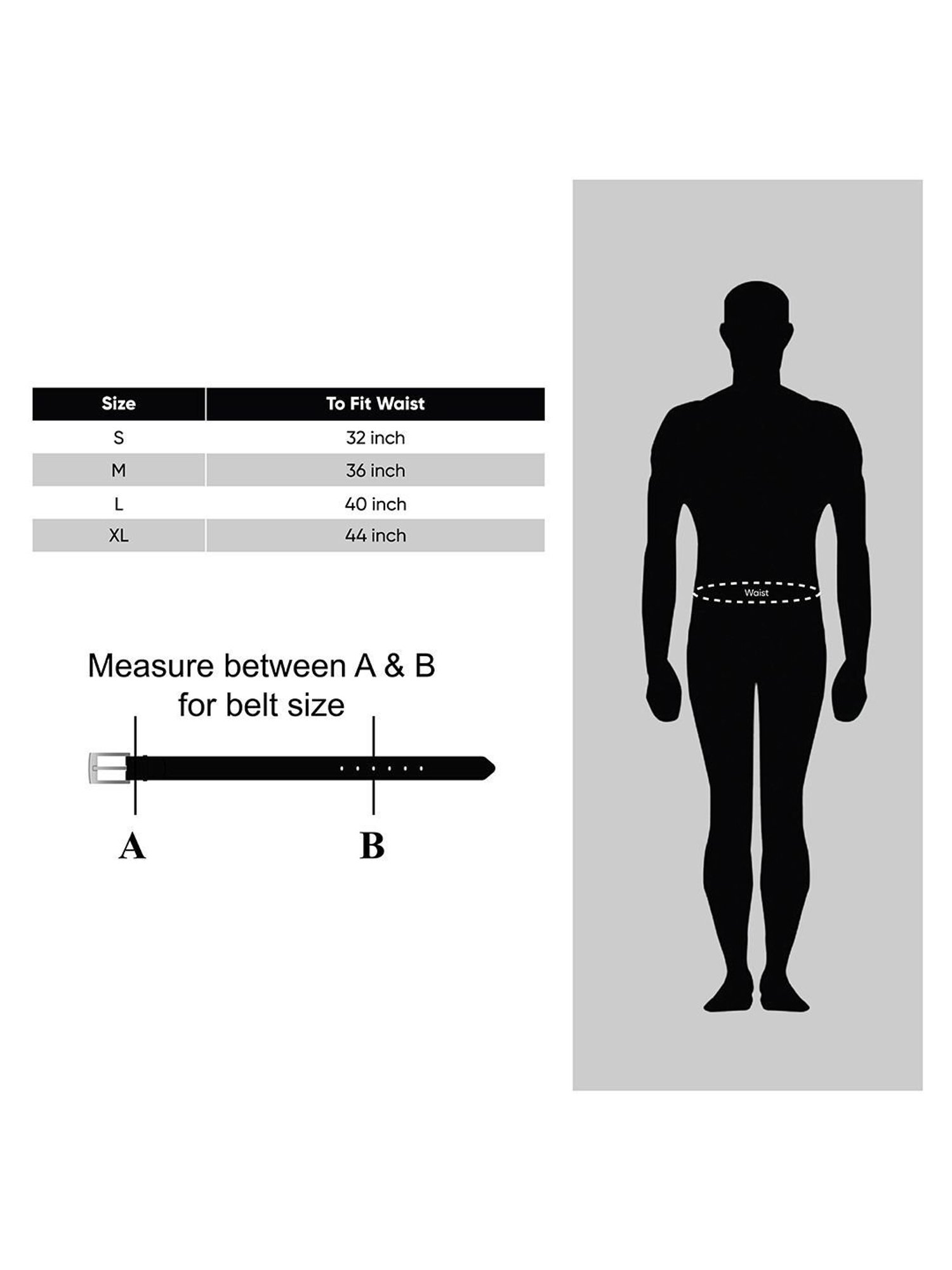 BELWABA Black Textured Formal Leather Belt for Men