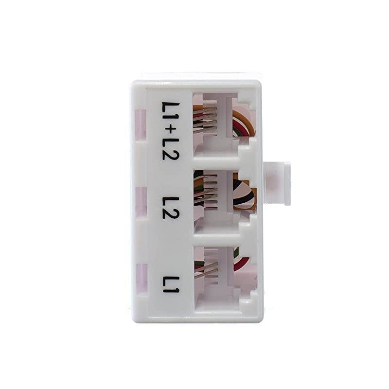Telephone Splitter 2 Line Adapter 3Way Splitter Line 1 Line 2 and Twin Line Dual Line Separator 4 Conductor Connector 2 Phone Lines White 3 Pack
