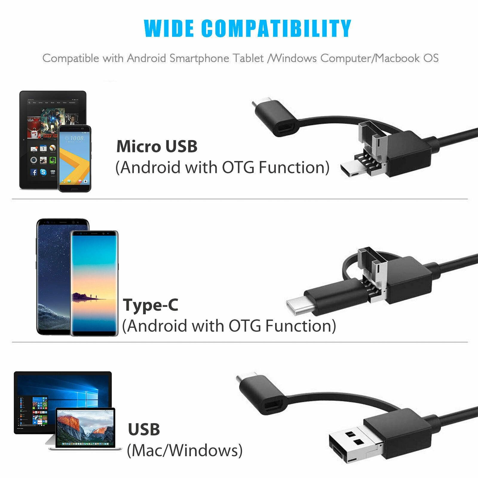 1600x Camera 8 LED OTG Endoscope USB Digital Microscope Magnificon w/ Stand