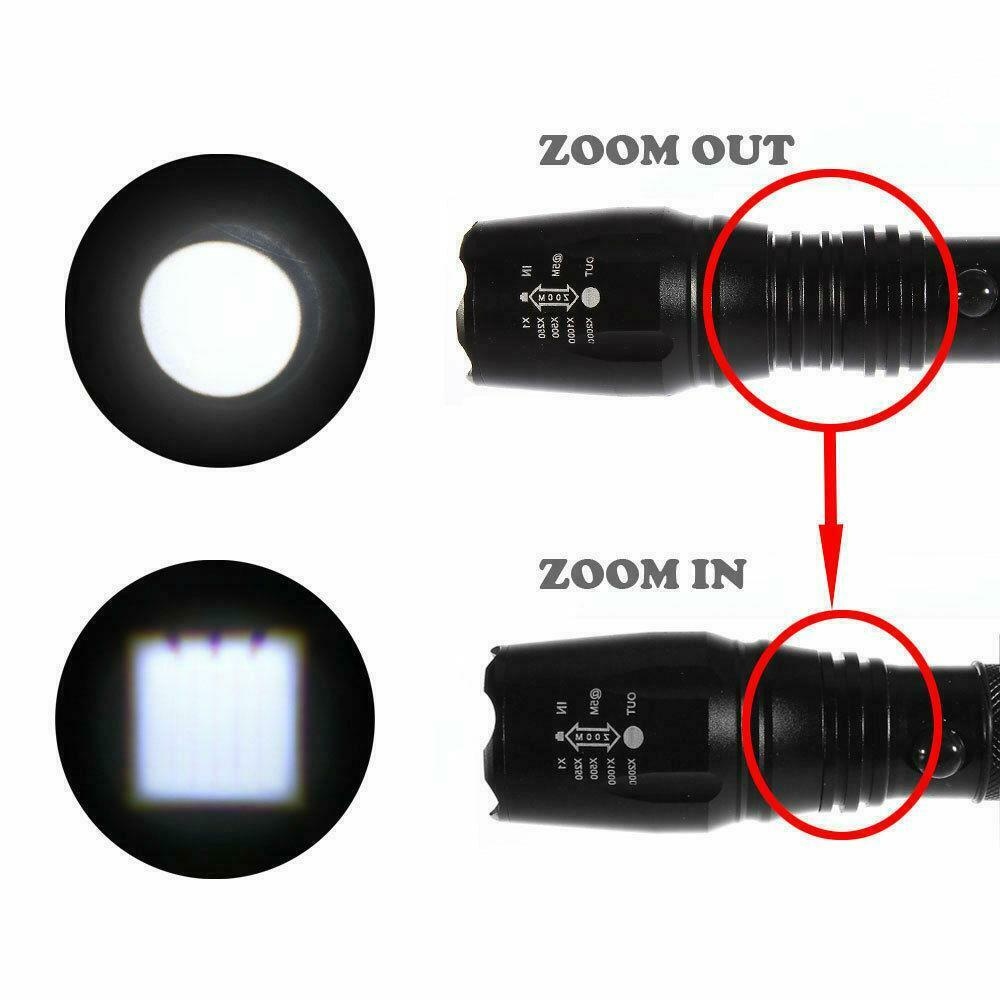 10000LM LED Zoom Flashlight 18650 Torch Zoom Lamp Super Light