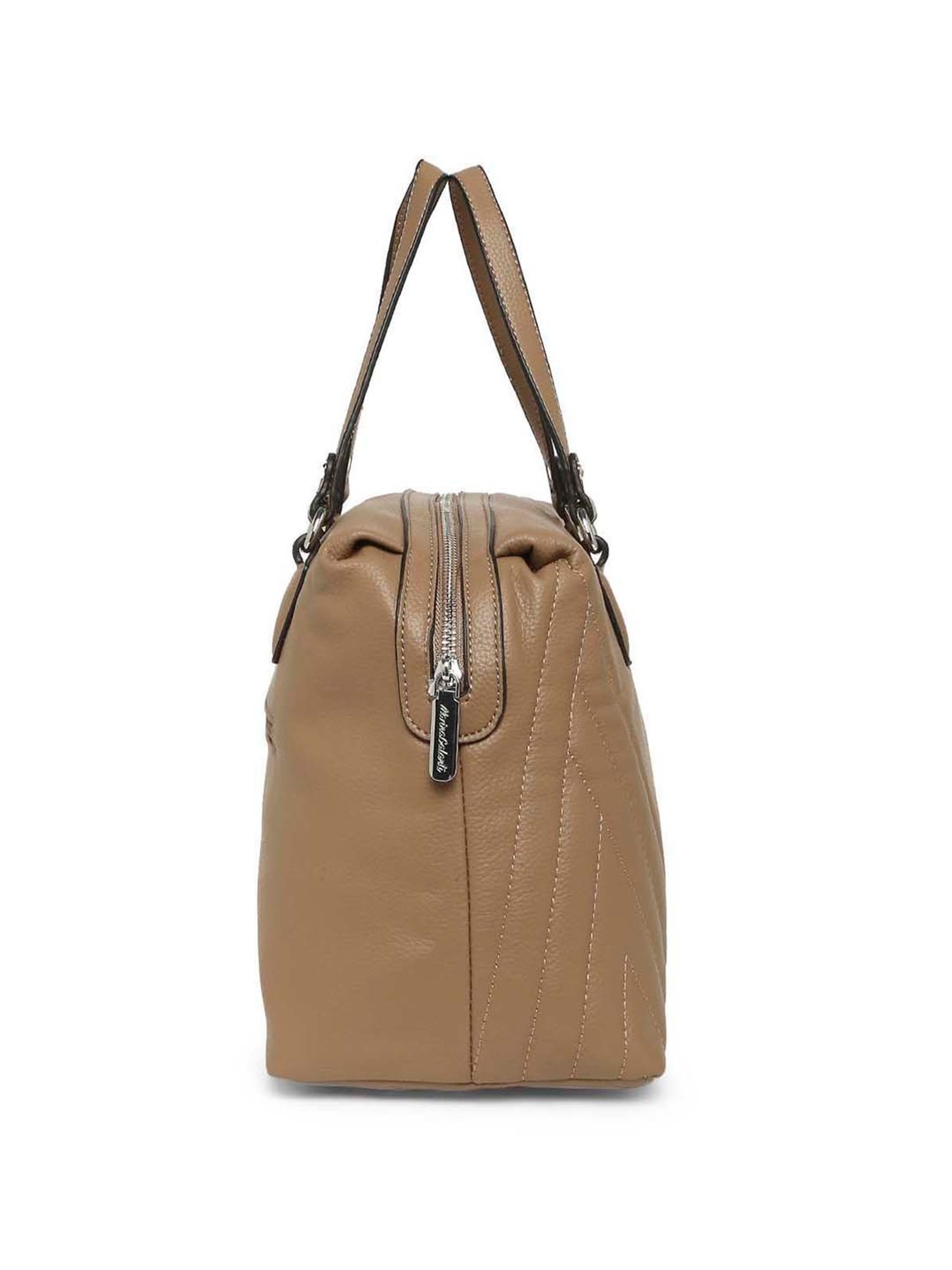 Marina Galanti Beige Textured Medium Bowler Bag