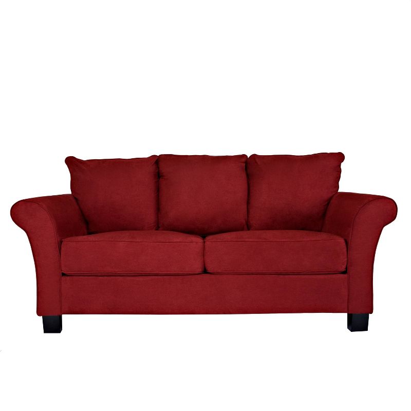 Randy Rolled Arm Sofa Microfiber Red - Handy Living