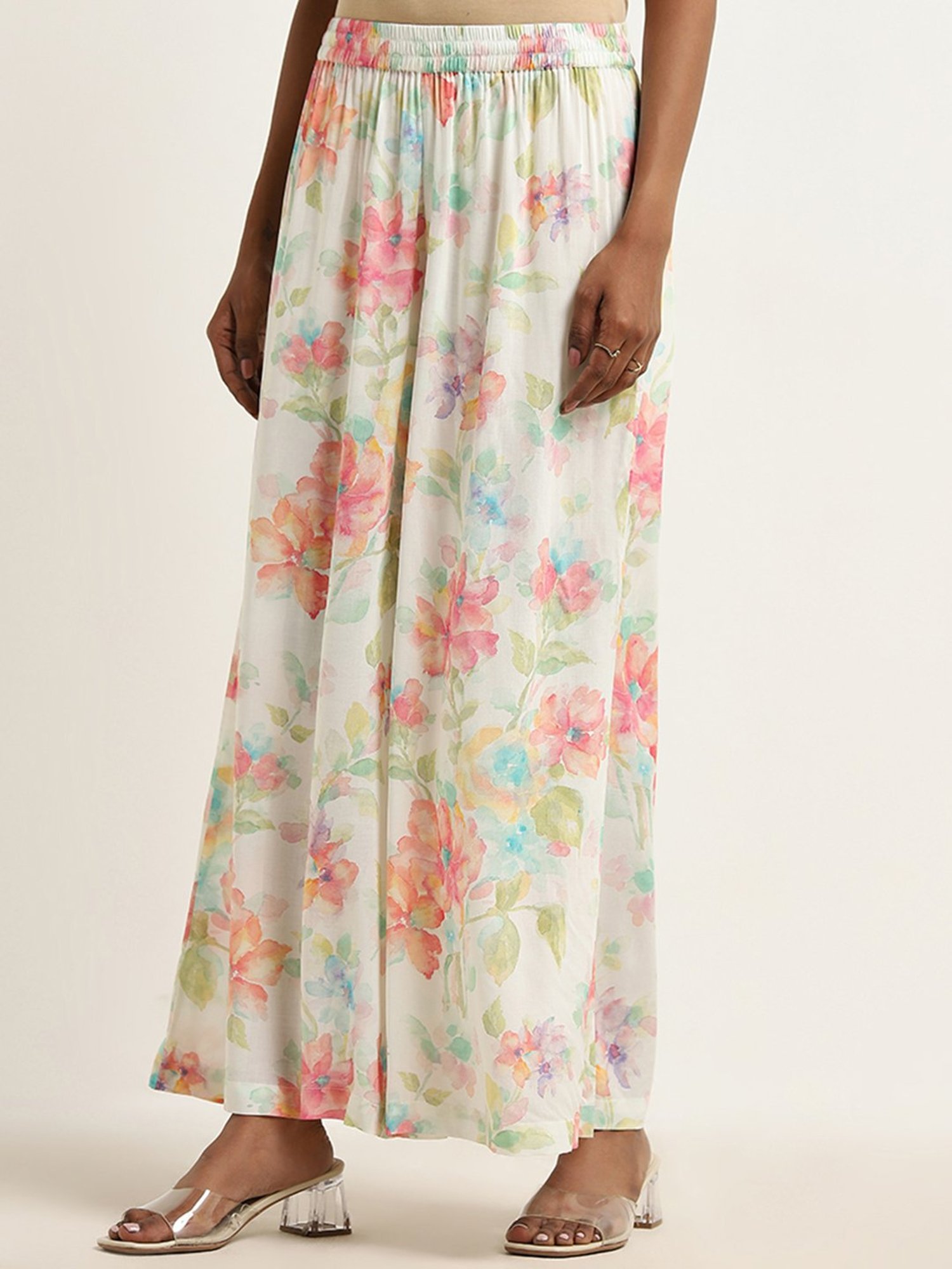 Zuba by Westside Multicolour Floral Design High-Rise Palazzos