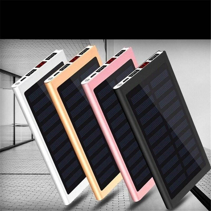 The Lastest Ultra Thin 9mm Solar Power Bank 500000 Mah Ultra High Capacity External Solar Charger Powerbank for All Mobile Phone for Outdoors/camping/explore