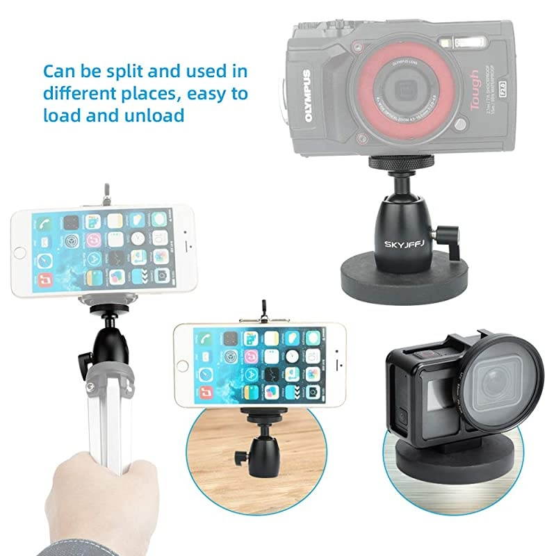 Camera Mount and Camera Stand Foot Nootle Mini Ball Head Heavy Duty Metal Securely Attaches to Steel or Other Surfaces