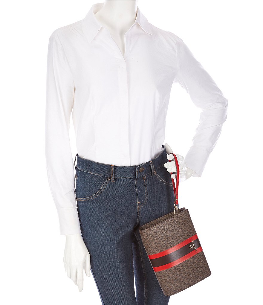 Michael Kors Signature Stripe Medium Travel Wristlet Pouch