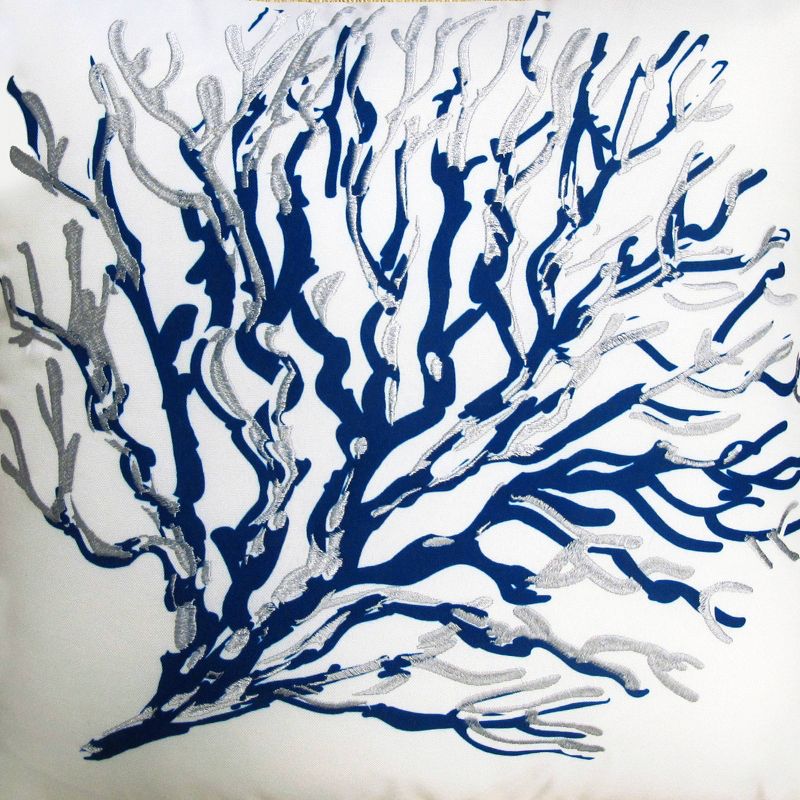 20" x 20" Seafan Patio Throw Pillow Blue - New York Botanical Garden