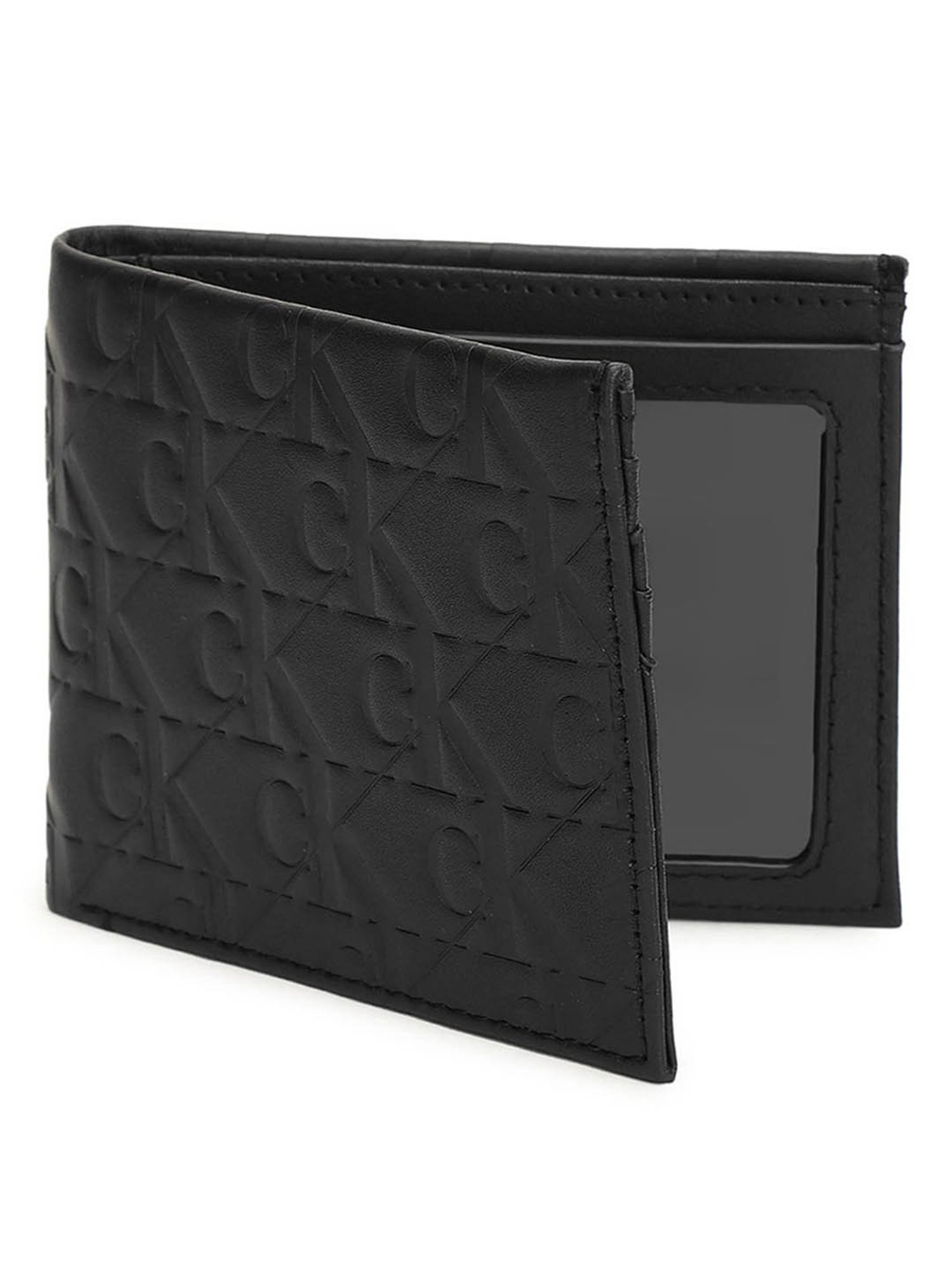 CALVIN KLEIN Allover Logo Medium Leather Bi-Fold Wallet