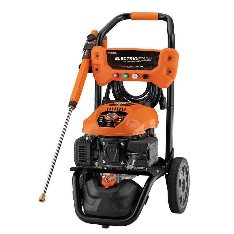 Generac 7132 3100 PSI/2.5 GPM Gas Pressure Washer Li-Ion Electric Start with PowerDial Spray Gun, 25 ft. Hose and 4 Nozzles