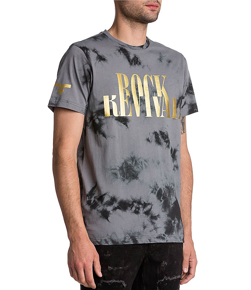 Rock Revival Short-Sleeve Grey Tie-Dyed Print T-Shirt