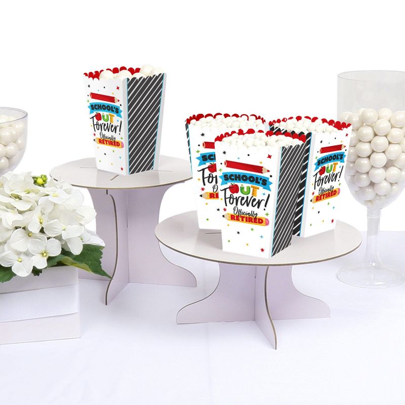 Big Dot of Happiness Teacher Retirement - Happy Retirement Party Favor Popcorn Treat Boxes - Set of 12