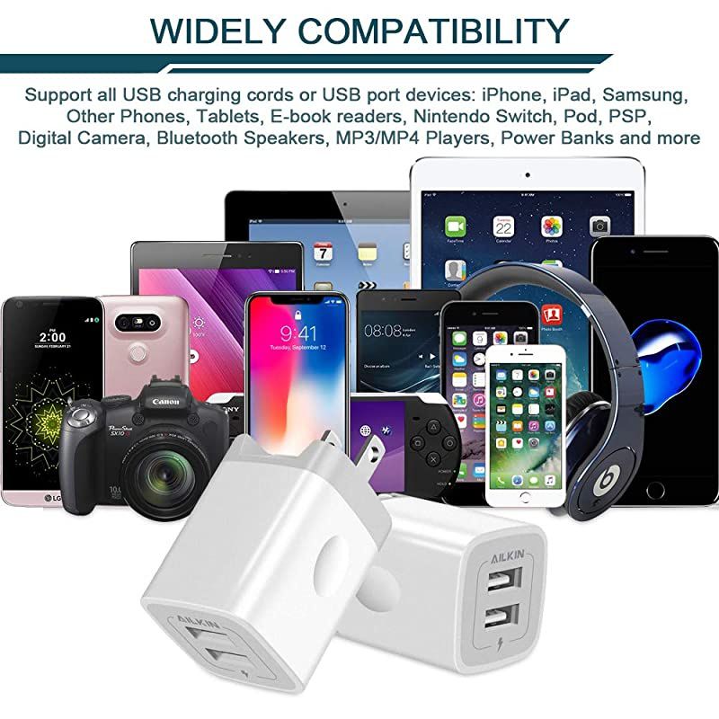 USB Wall Charger Foldable Charger Adapter  2Pack 24Amp Dual Port Quick Charger Plug Cube Replacement for Phone 11Pro MaxXXSXR876S Plus Samsung Galaxy S10S9S8 Edge LG HTC Kindle