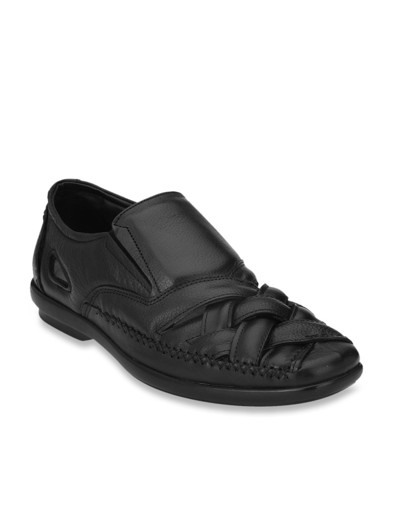 Delize Men's Black Cross Strap Sandals