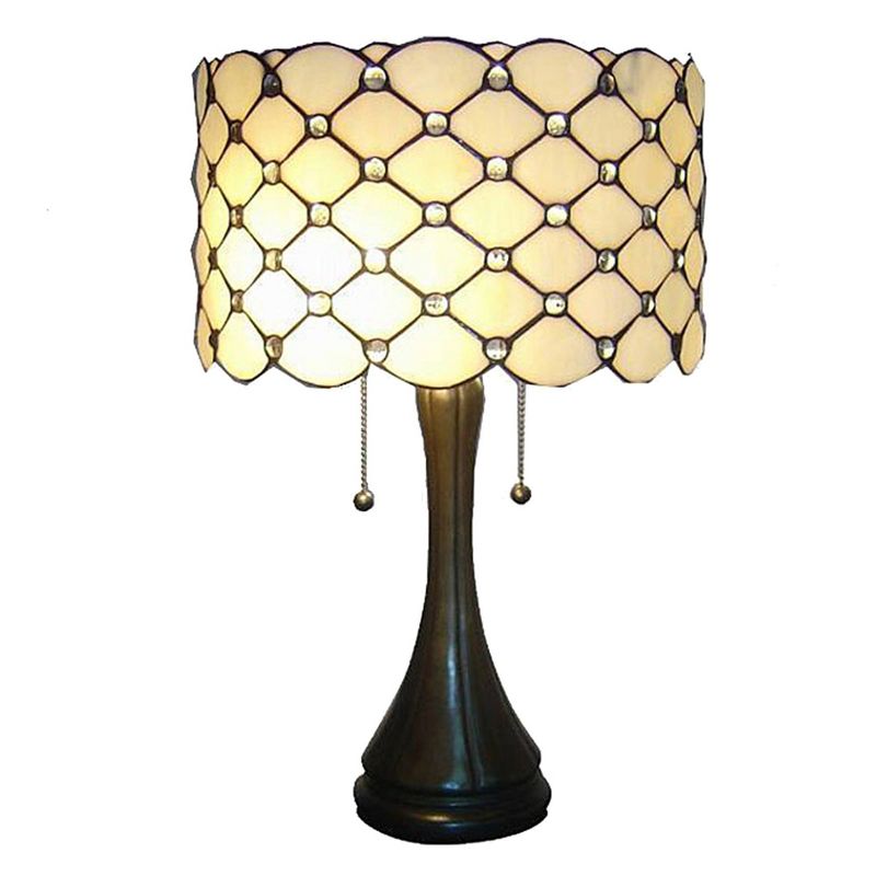 16" x 16" x 22" Tiffany Style Modern Table Lamp White/Brown - Warehouse of Tiffany