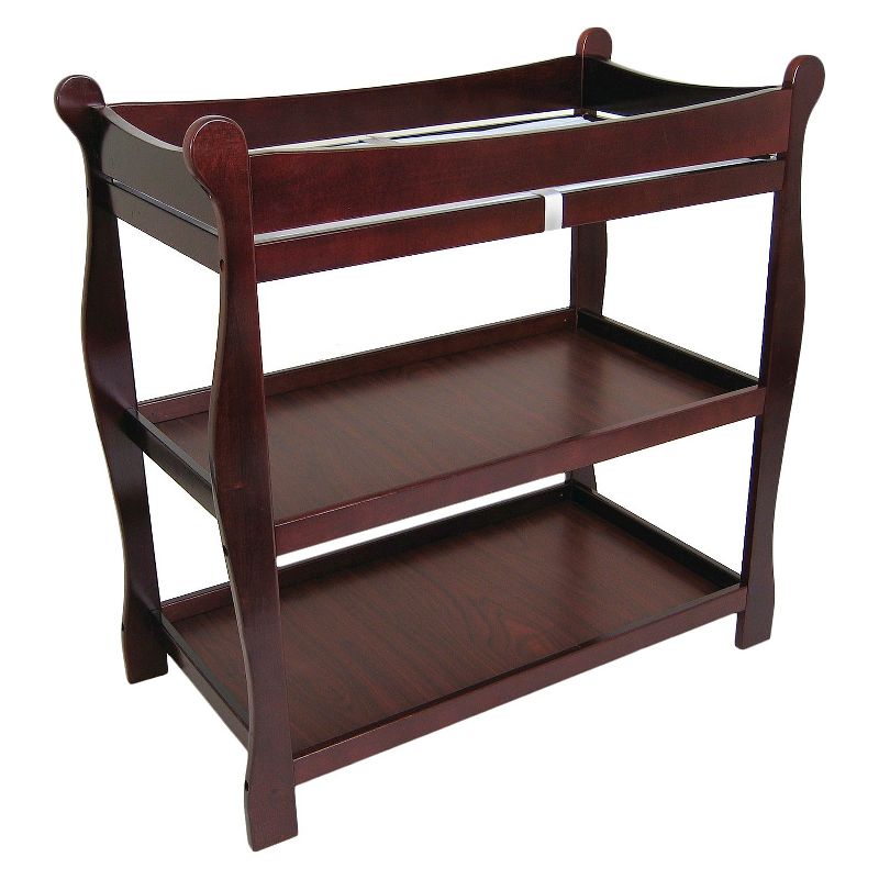 Badger Basket Sleigh Baby Changing Table with Cherry Finish