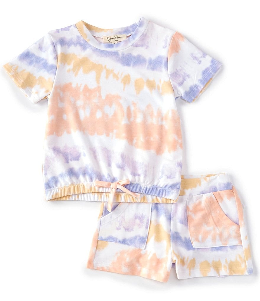 Ally B Big Girls 7-16 Flutter-Sleeve Dotted Top & Shorts Set