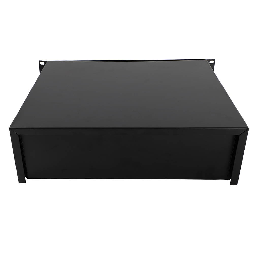 3U Pro Rack Case 19" Steel Plate DJ Drawer Equipment Cabinet w/Key Black