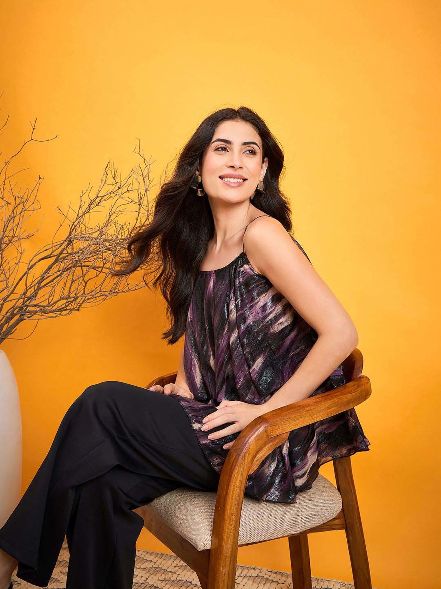 The Kaftan Company Purple Ombre Print Top