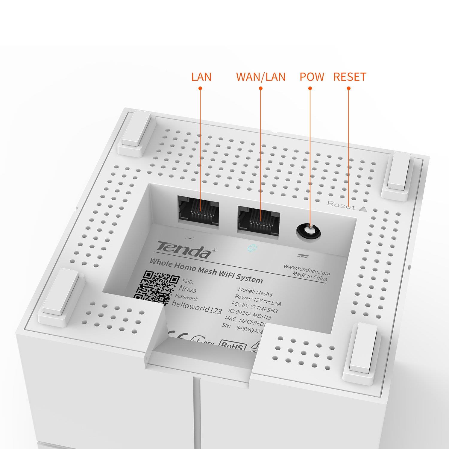 Tenda Nova MW6(1-pack) Whole Home Mesh WiFi System Coverage up to 2,000 sq.ft, 1-2 bedrooms, Plug and Play, Works with Alexa,Parental Controls,2 Gigabit Ports/Unit