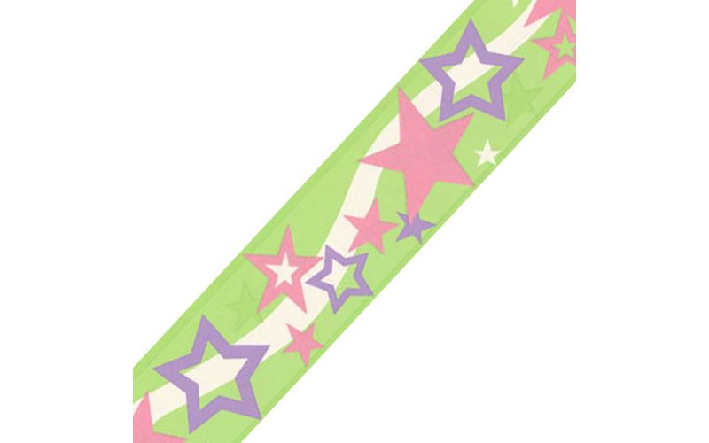 Green Stars Shapes Prepasted Wallpaper Border Roll - Surestrip..