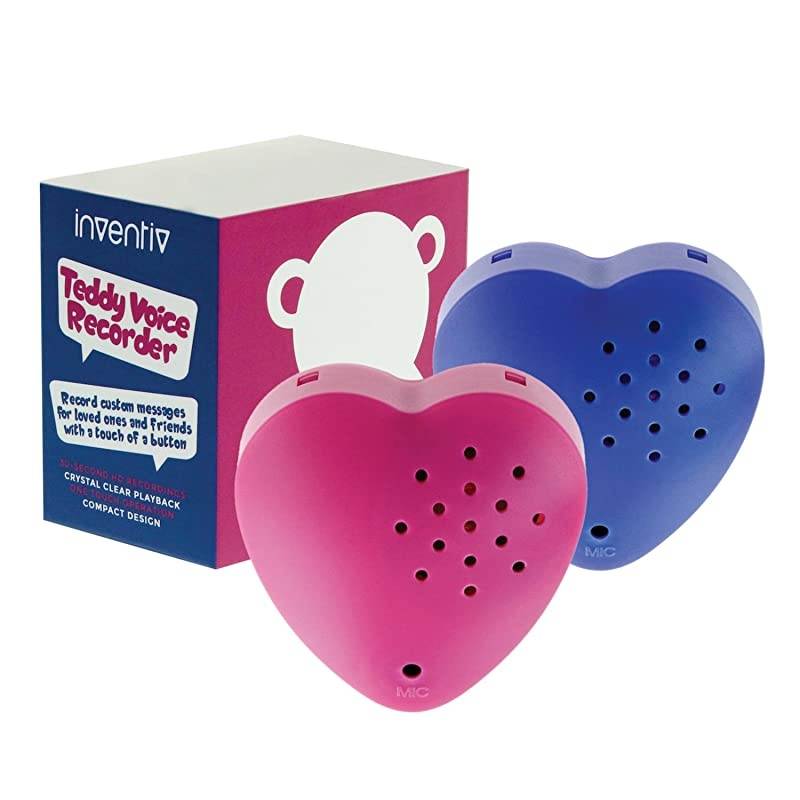 2 Pack,  30 Second Voice Sound Recorder Module for Plush Toy, Stuffed Teddy Bear Animal Recordable Heart, Record Custom Messages (Pink/Blue)