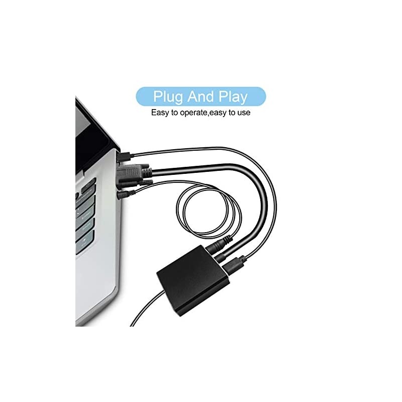 VGA to HDMI Adapter for Monitor TV Active 1080P Video Output with Audio VGA to HDMI Converter Male to Female Compatible with PC Computer Laptop Projector Desktop DVD Plug n Play