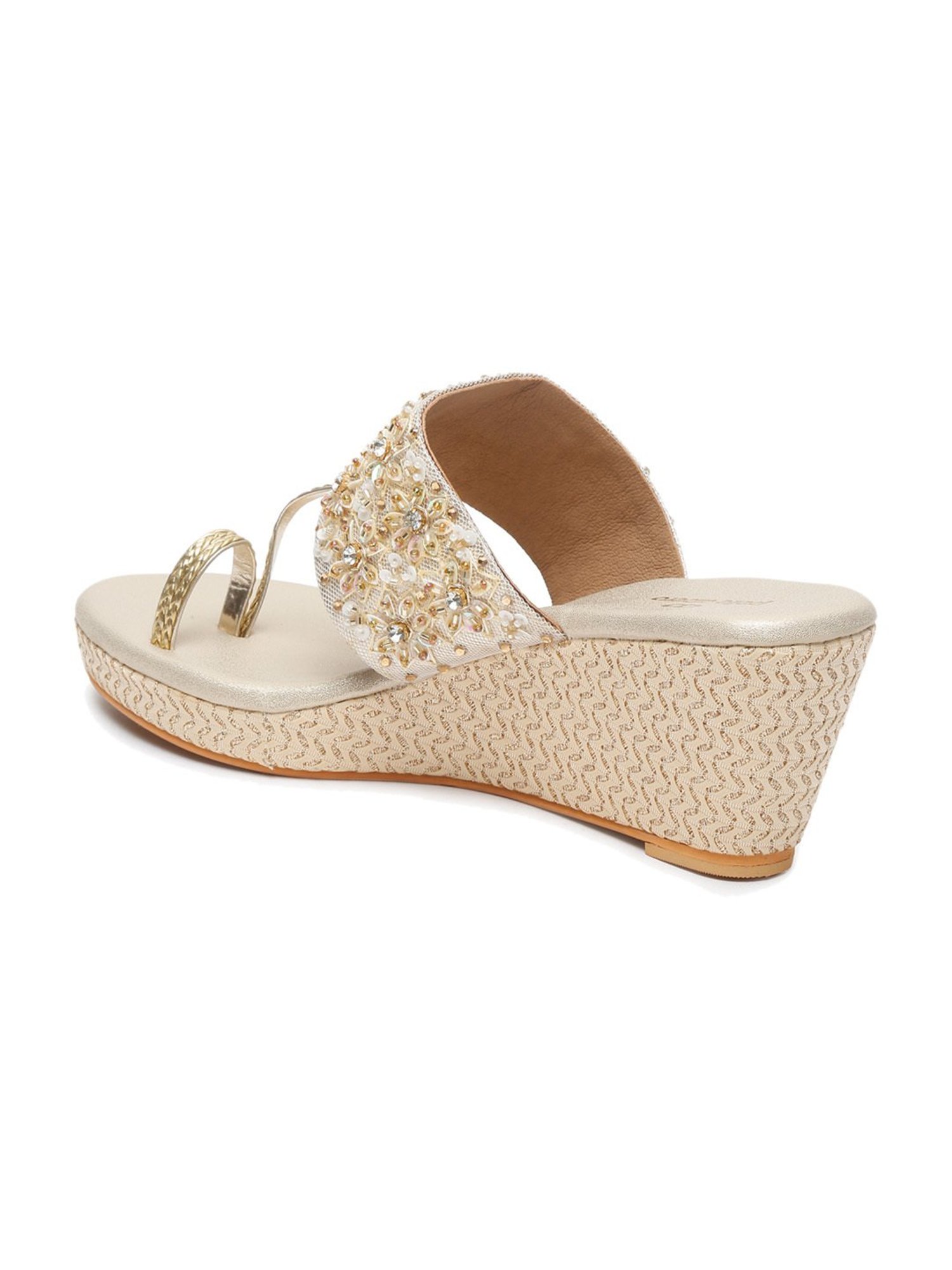 Pelle Albero Women's Gold Toe Ring Wedges