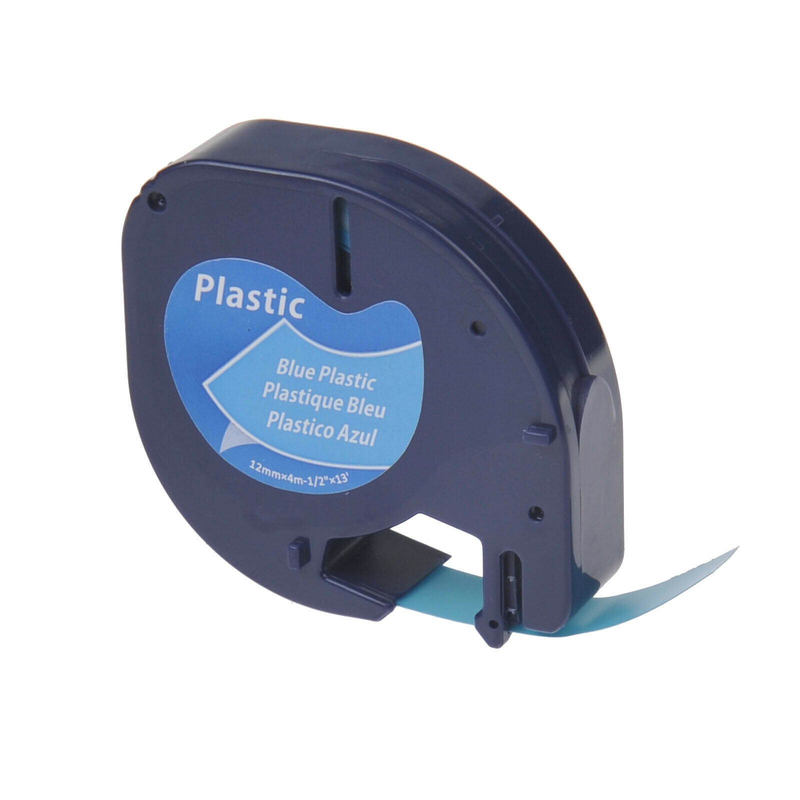Black on Blue Plastic Label Tape for DYMO Letra Tag LT 91335 12mm 1/2" x 13