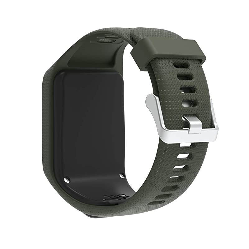 Bands for Tomtom Runner 23 StrapCompatible with Spark 3Golfer2AdventurerRubber Replacement Band for Screen ProtectorGPS Smart Watch AccessoriesArmy Green