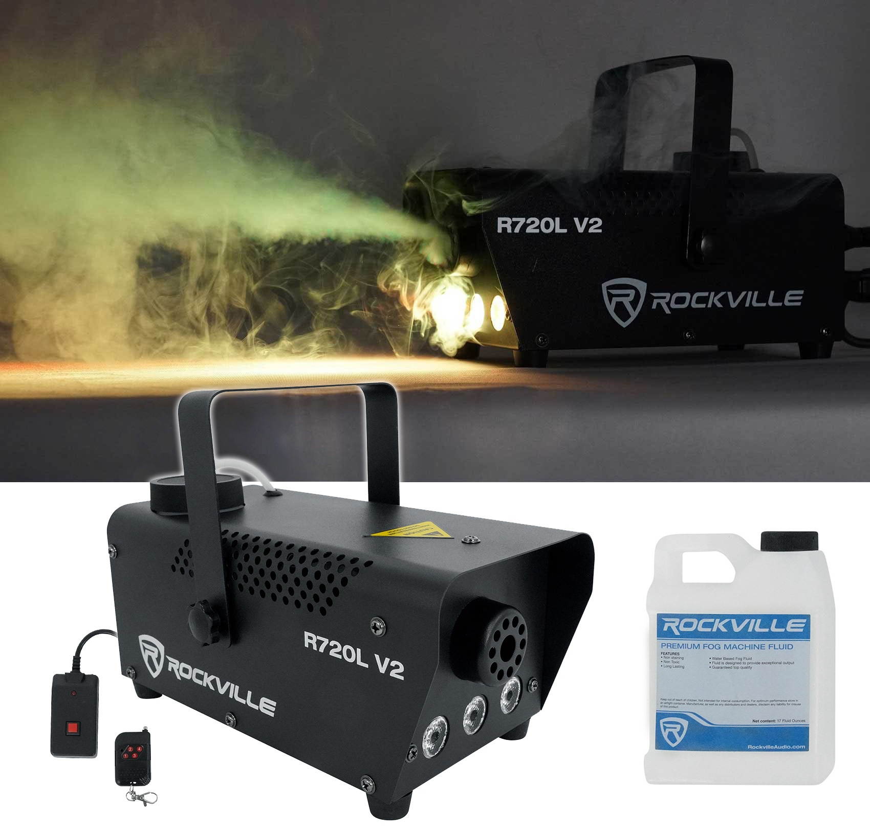 (2) Rockville R720L LED Fog/Smoke Machine+(2) MINI STROBE LED (replaces CH-730)