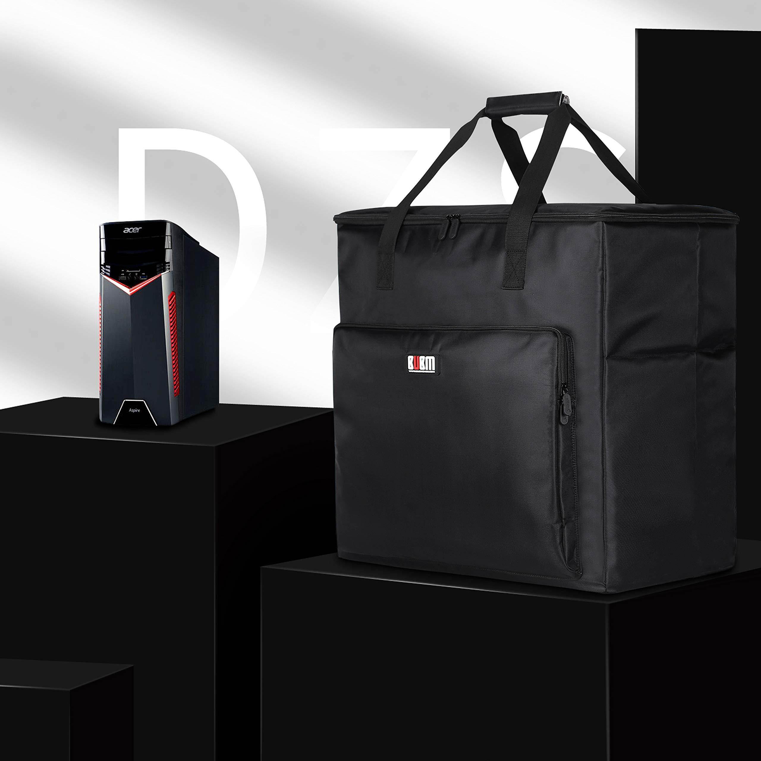 BUBM Desktop Gaming Computer PC Carrying Case Travel Storage Carrying Bag for Tower Case, Monitor(Up to 24 inch), Keyboard and Mouse-Black