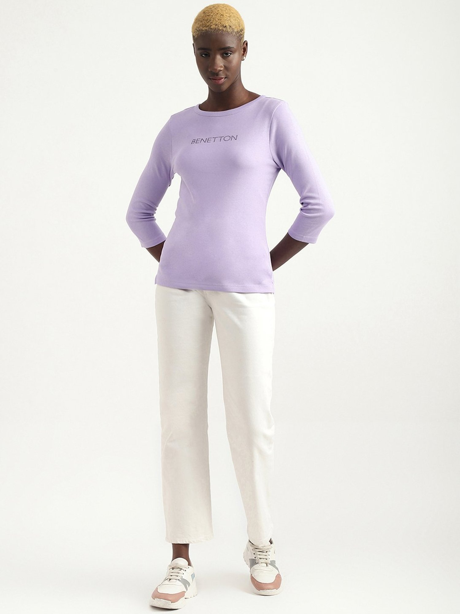 United Colors of Benetton Purple Cotton Top