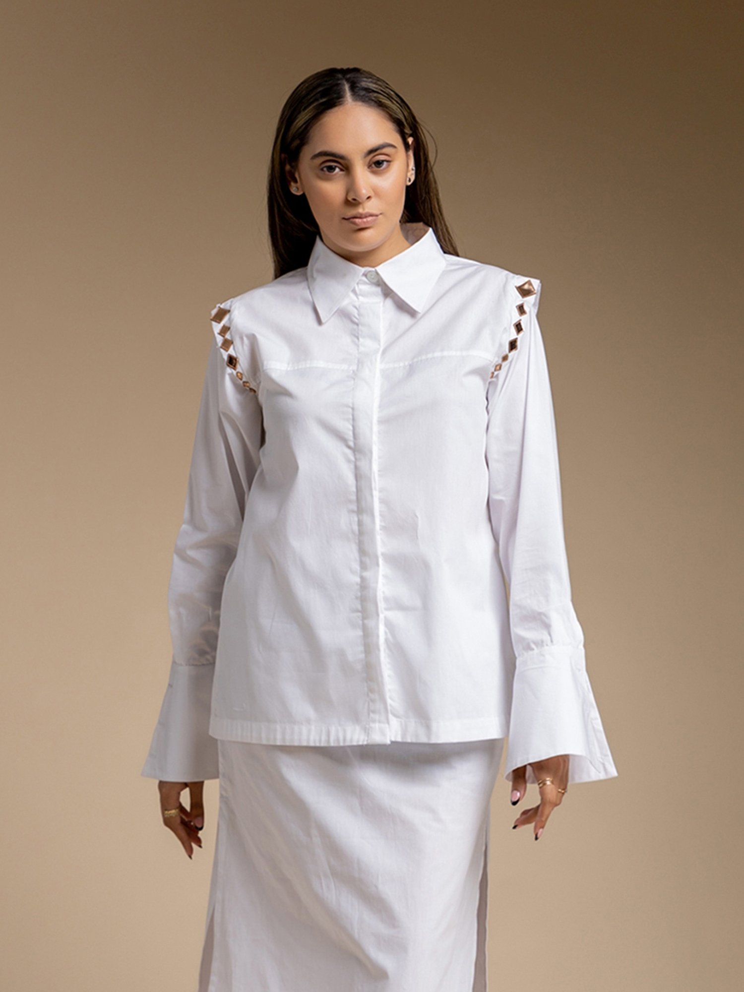House of Manaa White Mirror Shirt