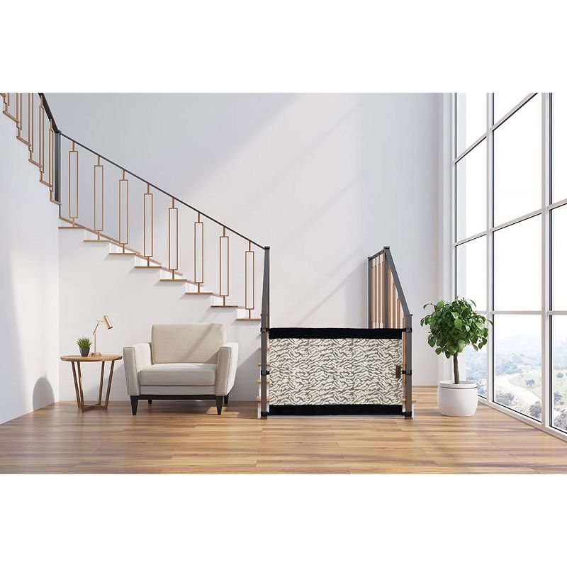 The Stair Barrier Portable Travel Wide Banister to Banister Retractable Fabric Baby and Pet Safety Gate, 42 to 52 Inch, Shades of Linen Black