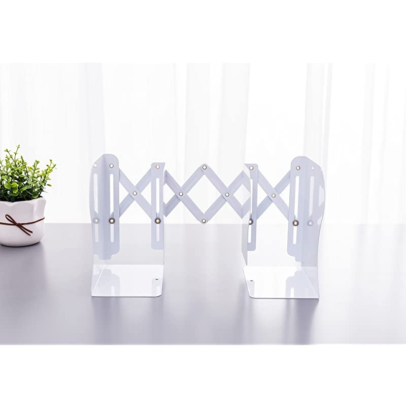 Simple Nature Japanese Style Black White Decorative Metal Iron Bookends Holder Stand Desk Nonskid Adjustable Bookend White