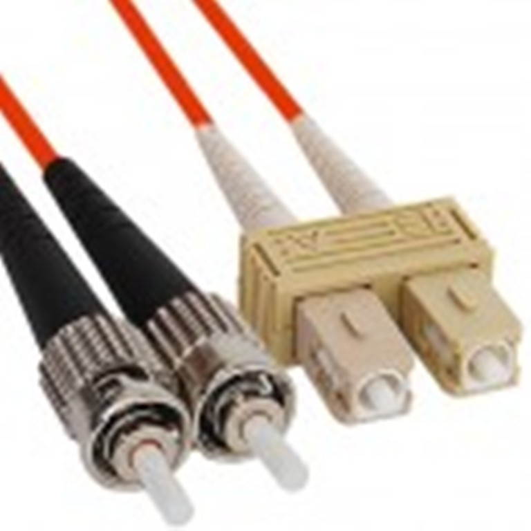 SC-ST Fiber Optic Patch Cord, Duplex, Multimode (OM1), Orange, 2 Meters