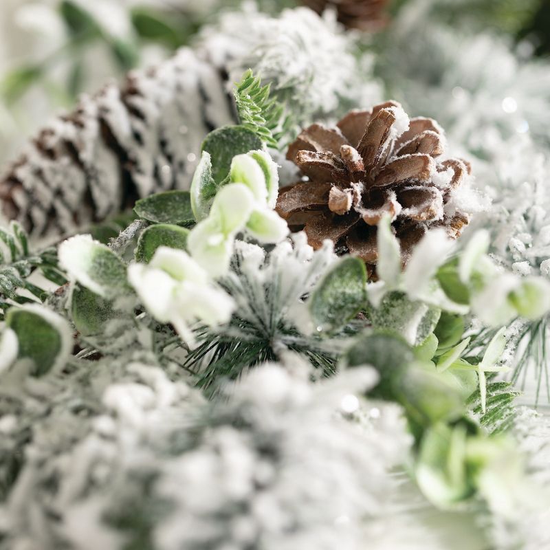 Northlight Frosted Pine Cone and Foliage Artificial Christmas Twig Wreath - 15 Inch, Unlit