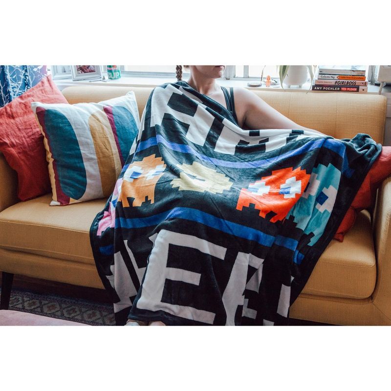 Just Funky Pac-Man "Game Over" Fleece Throw Blanket | 45 x 60 Inch Cozy Blanket