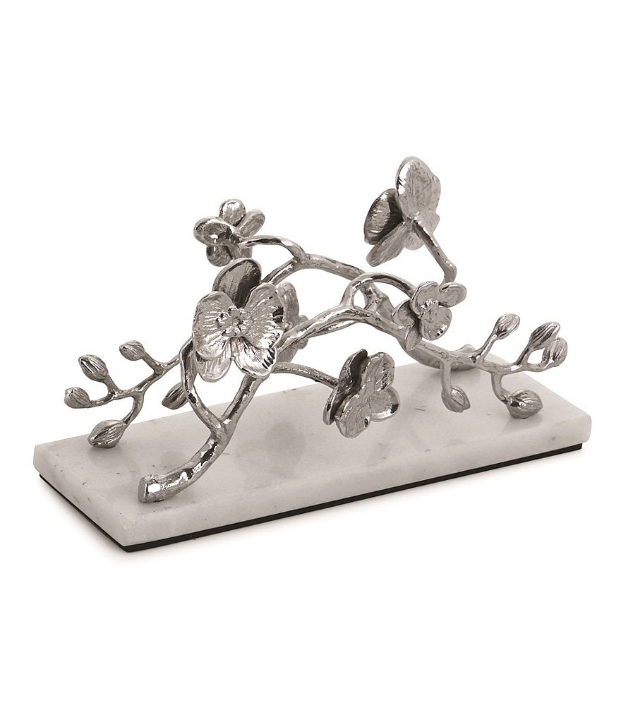 Michael Aram White Orchid Marble Base Vertical Napkin Holder