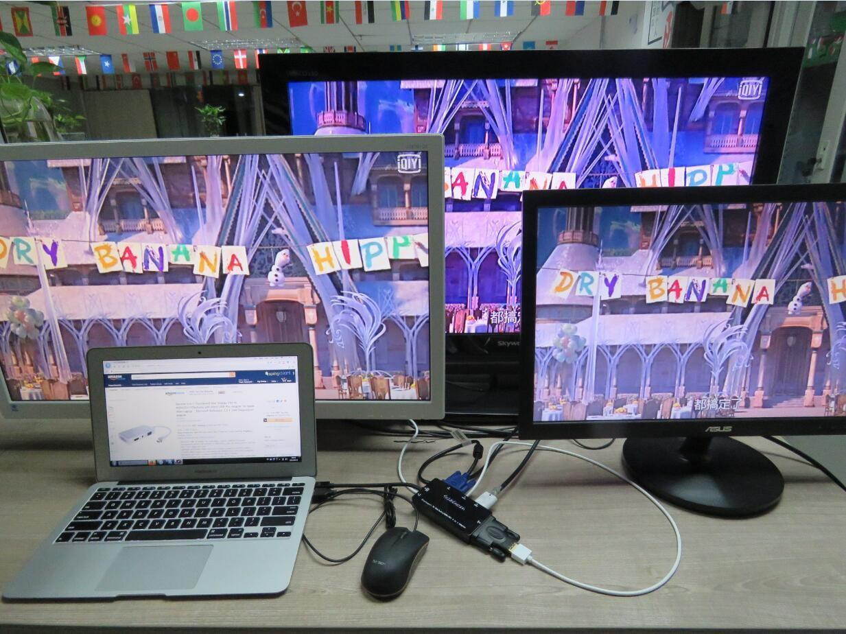 CableDeconn 4-in-1 Mini Displayport (Compatible Thunderbolt) to Hdmi dvi vga Adapter Cable with Audio Output Converter for Apple Macbook Air  Supports 3 Monitors At the Same Time