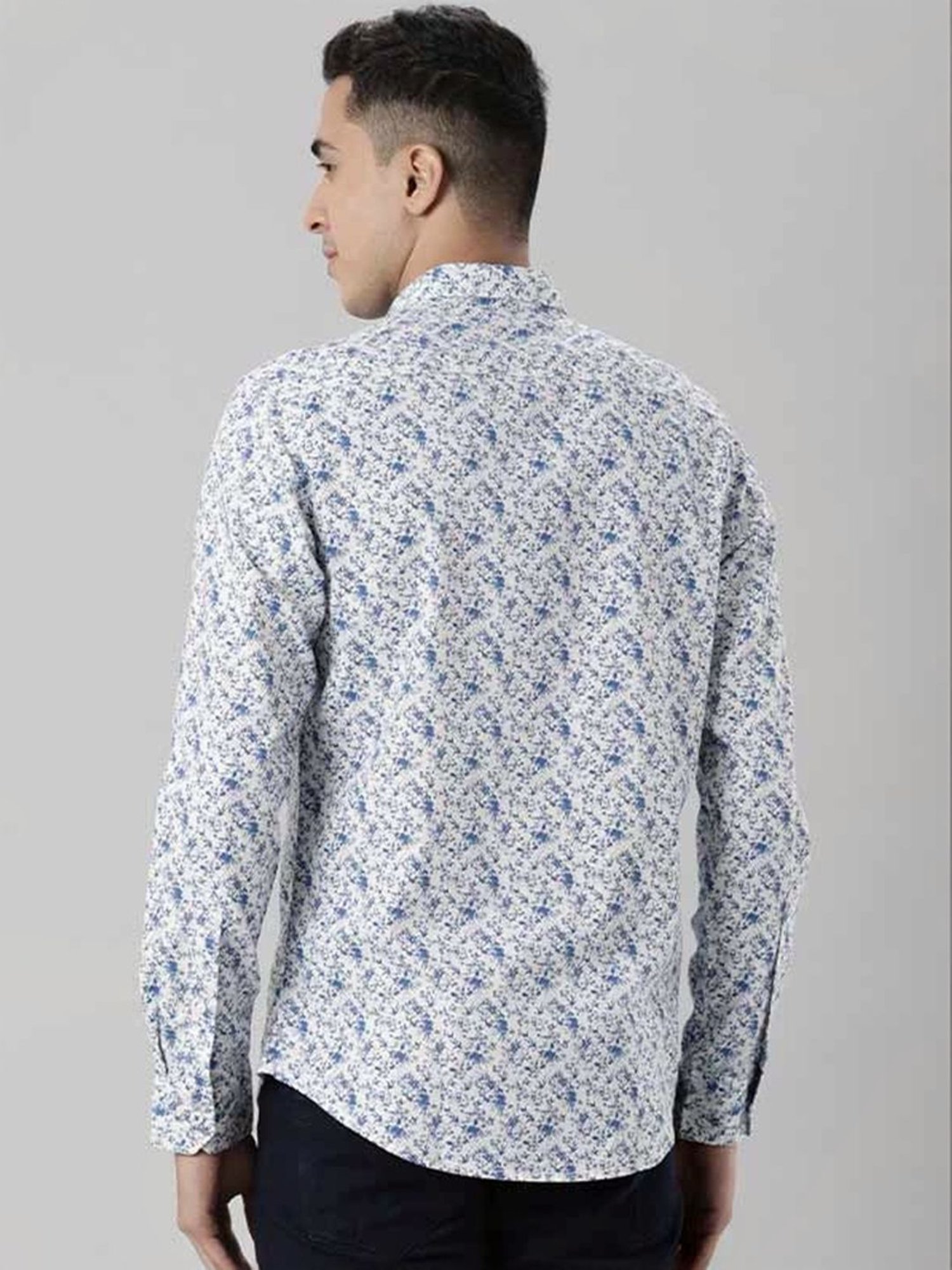 Indian Terrain Ecru Slim Fit Printed Shirt