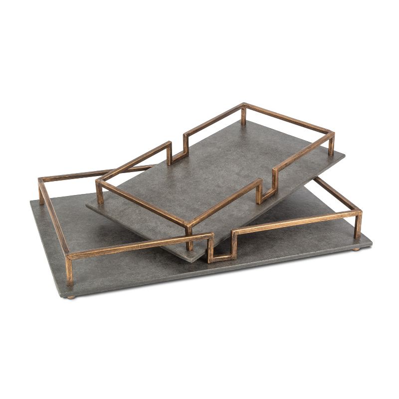 Everlasting Glow Assorted-size, Antique Black Base and Antique Gold Detailed Rails (Set of 2)