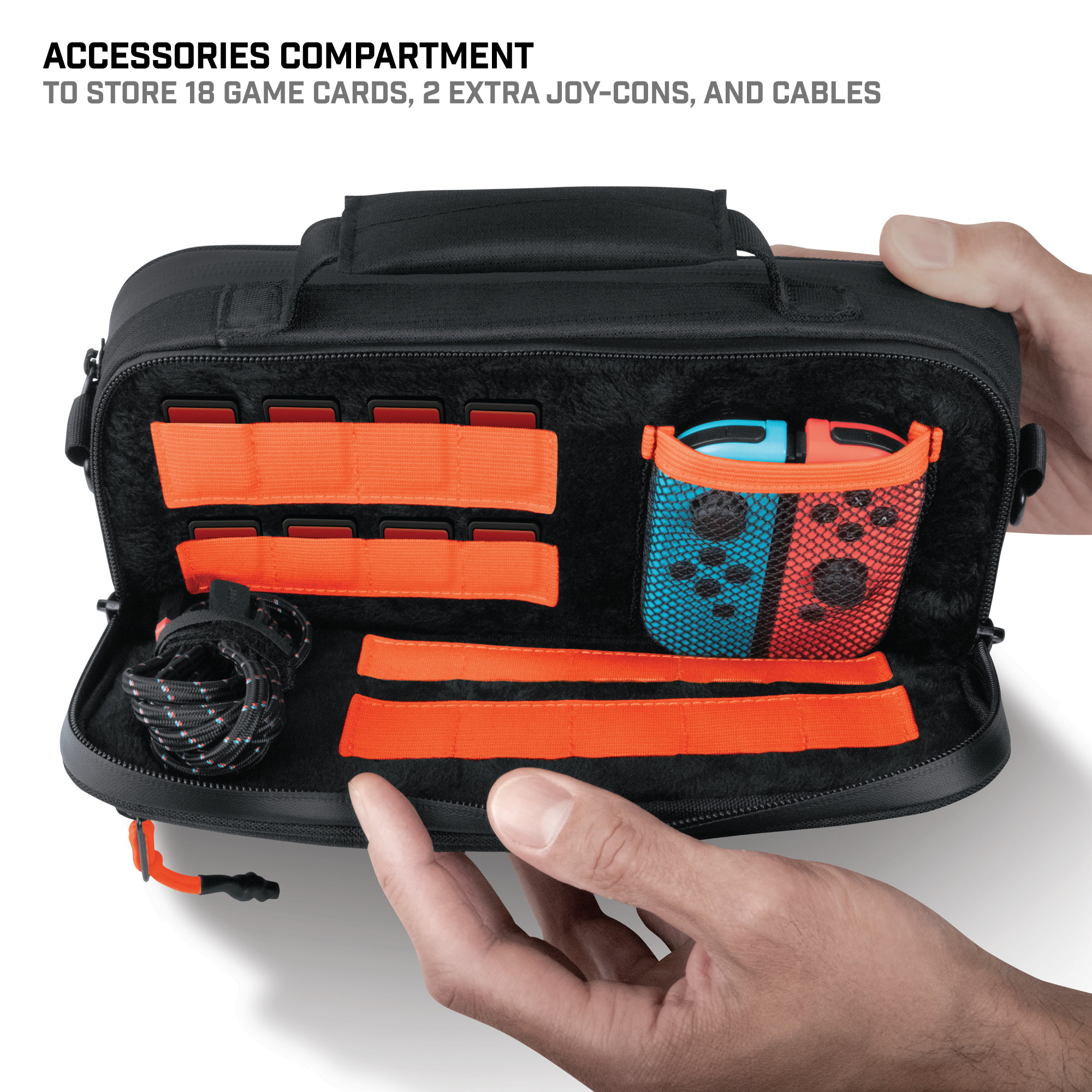 Bionik Commuter - Switch Bag - Compatible with Nintendo Switch - 18 Game Slots - Extra Joy Con Pocket - Canvas Exterior - Plush Interior - Removable Shoulder Strap - Backpack Attachable - YKK Zippers