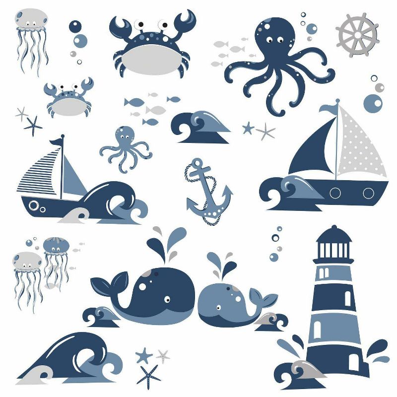 RoomMates Nautical Sea Friends Peel and Stick Wall Decal