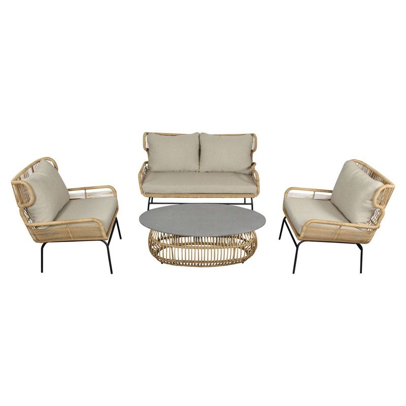 Pine Crest 4pc Loveseat Seating Group - Black - Courtyard Casual