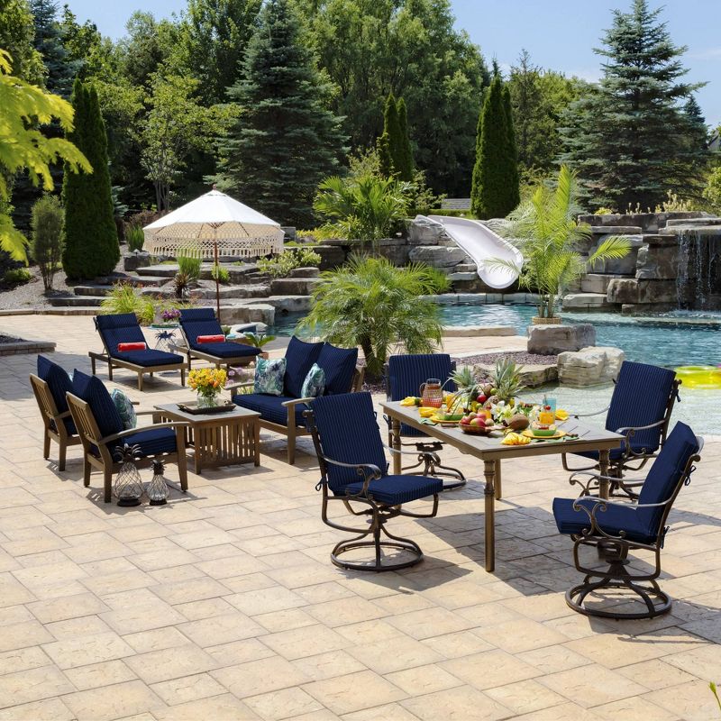 Woven Stripe Outdoor Chaise Lounge Cushion Blue - Arden Selections